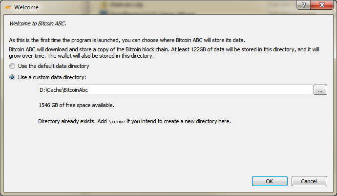 Bitcoin ABC Data Directory Choice